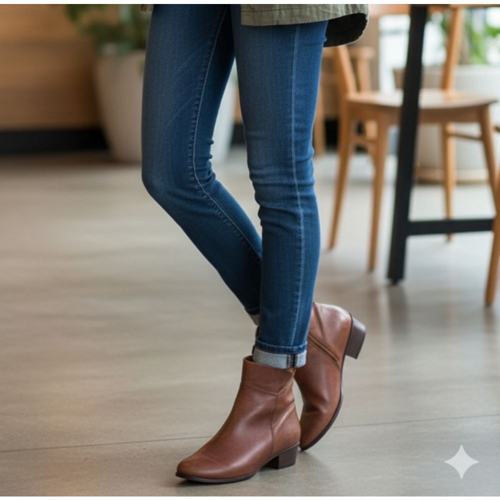 Spring step brown leather Boho ankle boots 39